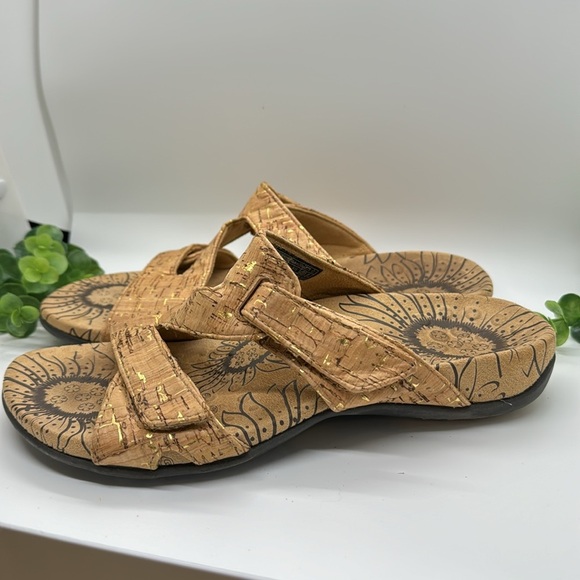 Vionic Lauren Cognac Brown Cork Slide Sandals Women's Size 7 - Picture 4 of 6